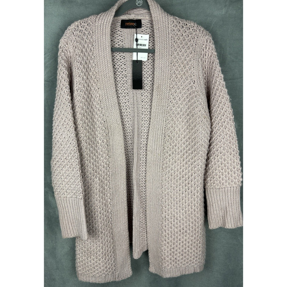 Renee C. Chunky Knit Cardigan Open Front Women's Medium Pink NWT - Picture 2 of 13
